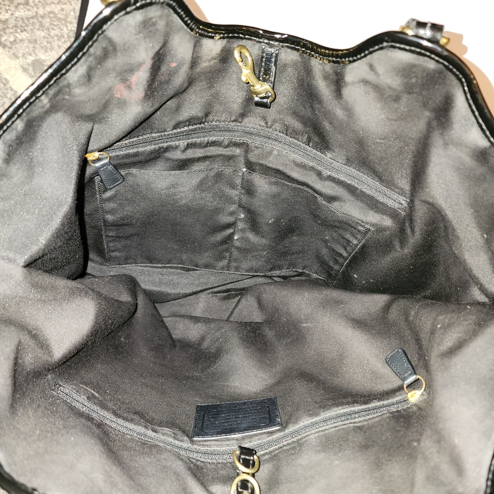 Coach Peyton Op Art Black Patent Leather Tote - Picture 5 of 16